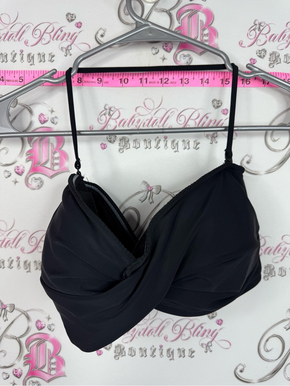 Seafolly Australia bikini top Black Draped Bralette with Adjustable Straps